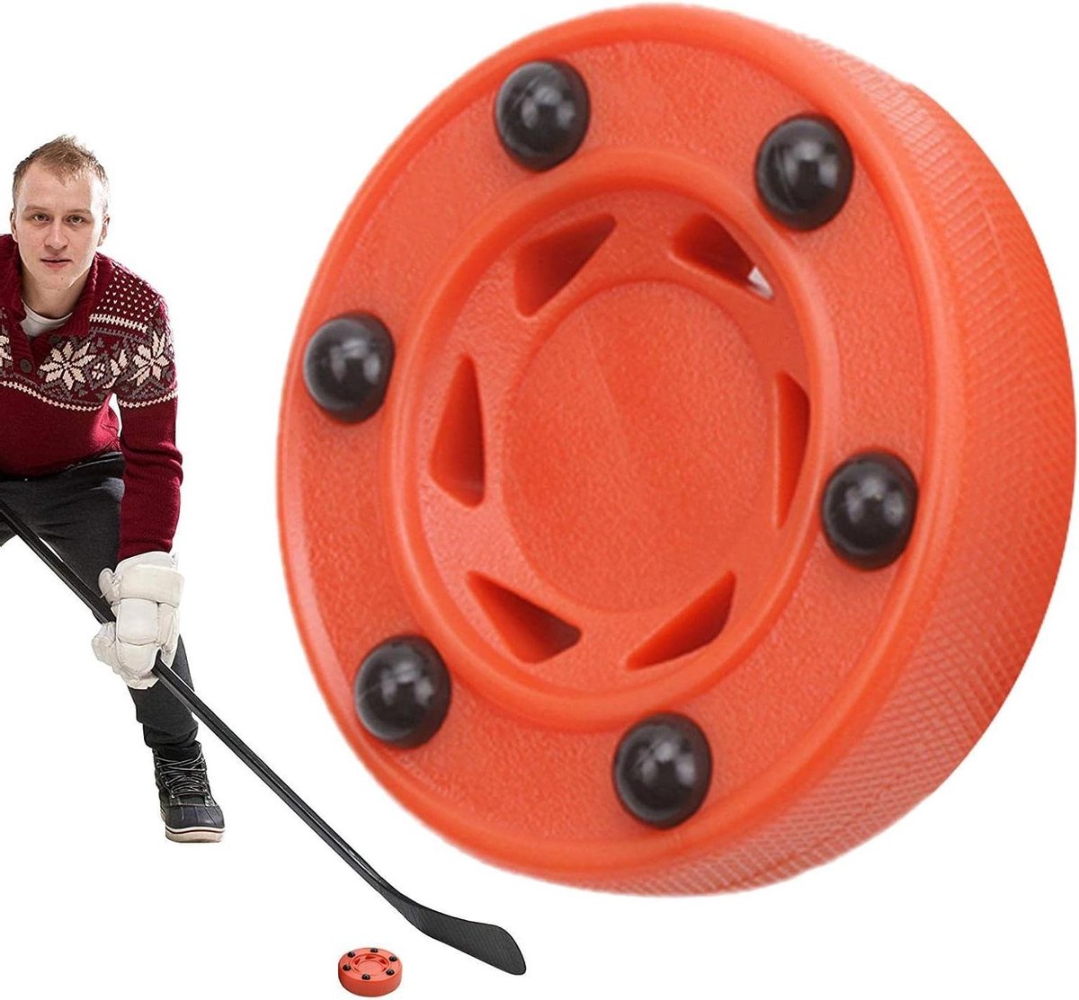 Straathockey Puck - Sportbal Rolhockey - Sporten Buiten - Nylon en PVC Materiaal - 7.5 cm Diameter - Zwart
