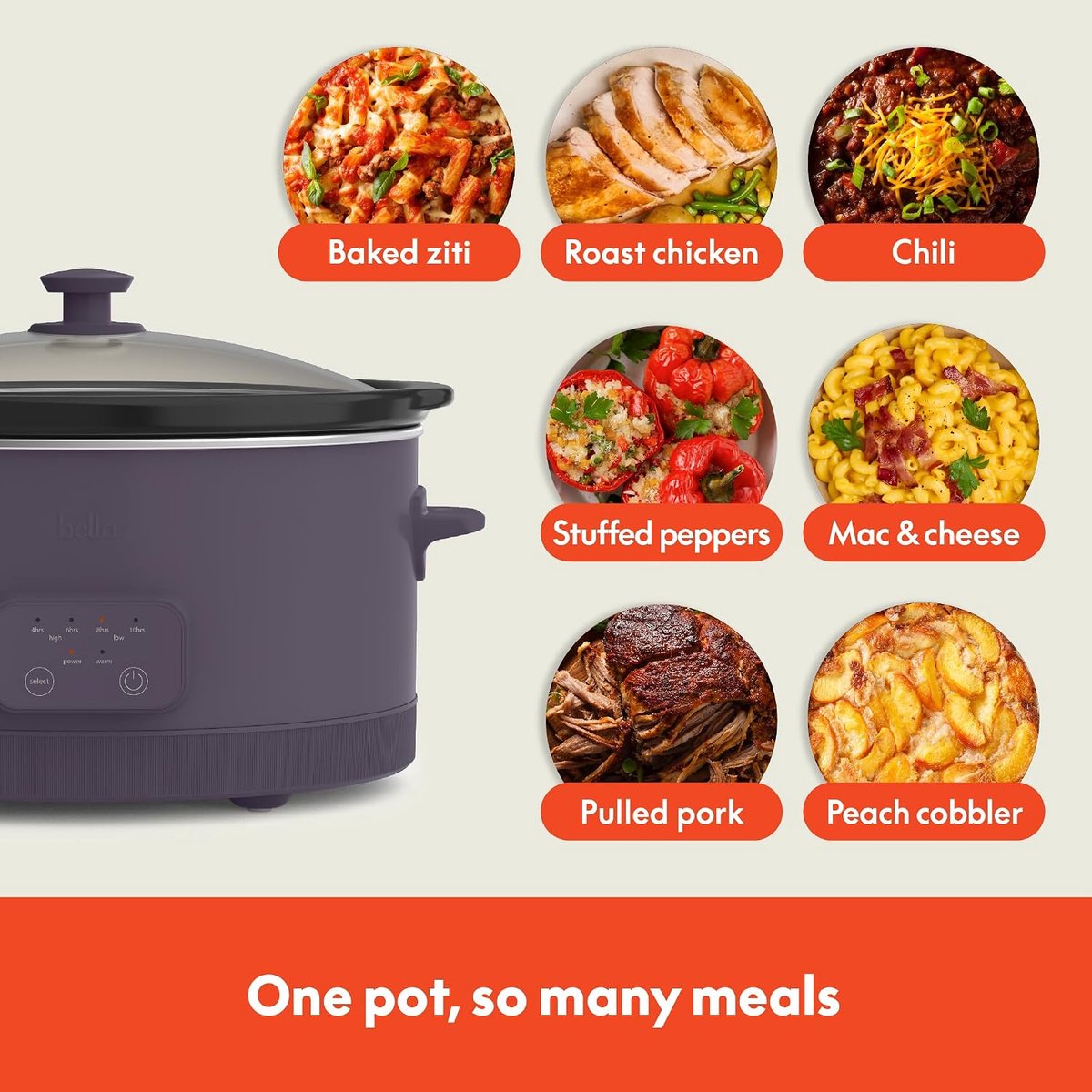 Slow Cooker - Crockpot Stoofpot - Grote Maaltijden Bereiden - Keramische Antiaanbaklaag - 6 Liter - Pruim – foto 7