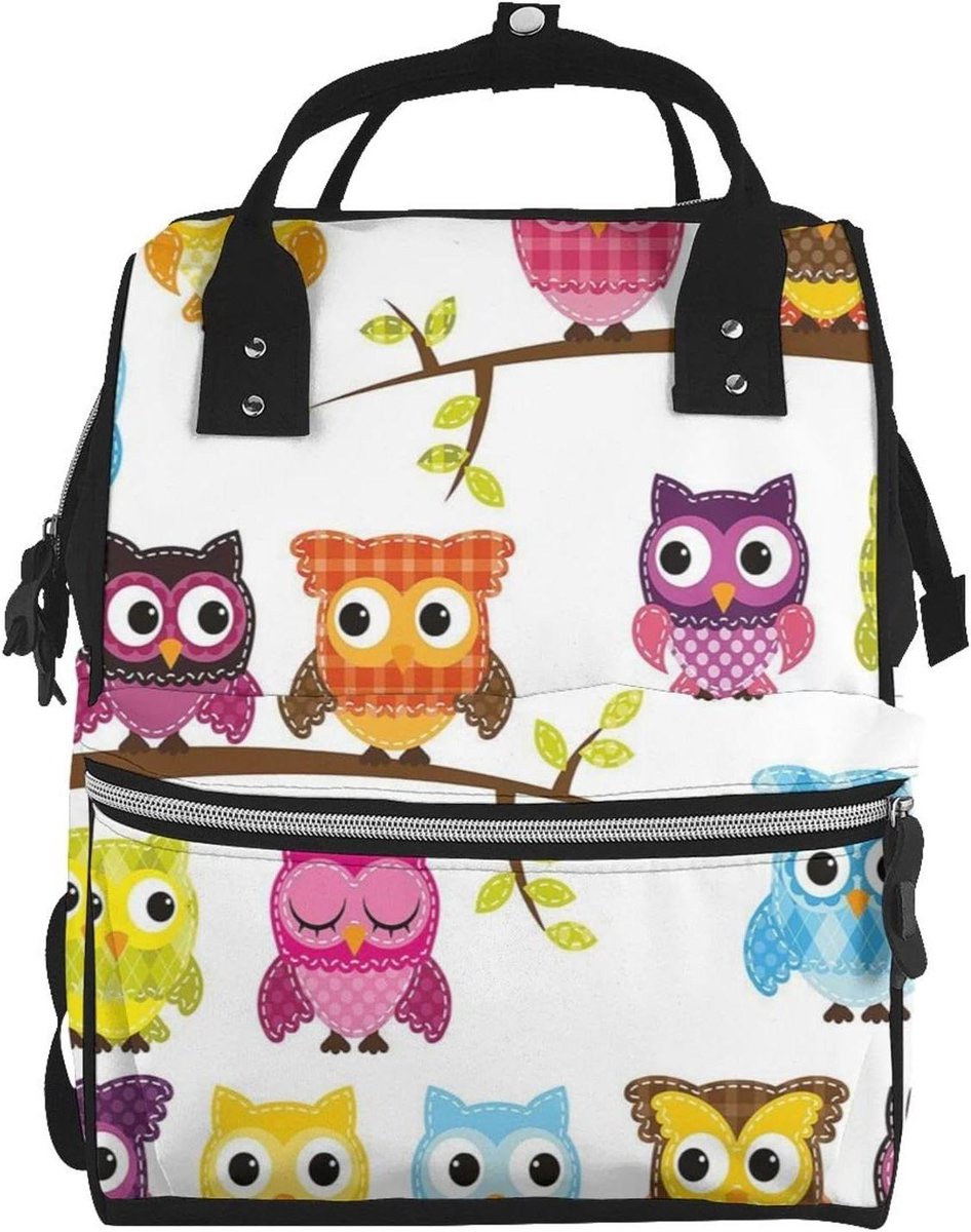 Luierrugzak Uil - Mommie tas - Babyverzorging - Waterdichte stof - 40 cm - Zwart