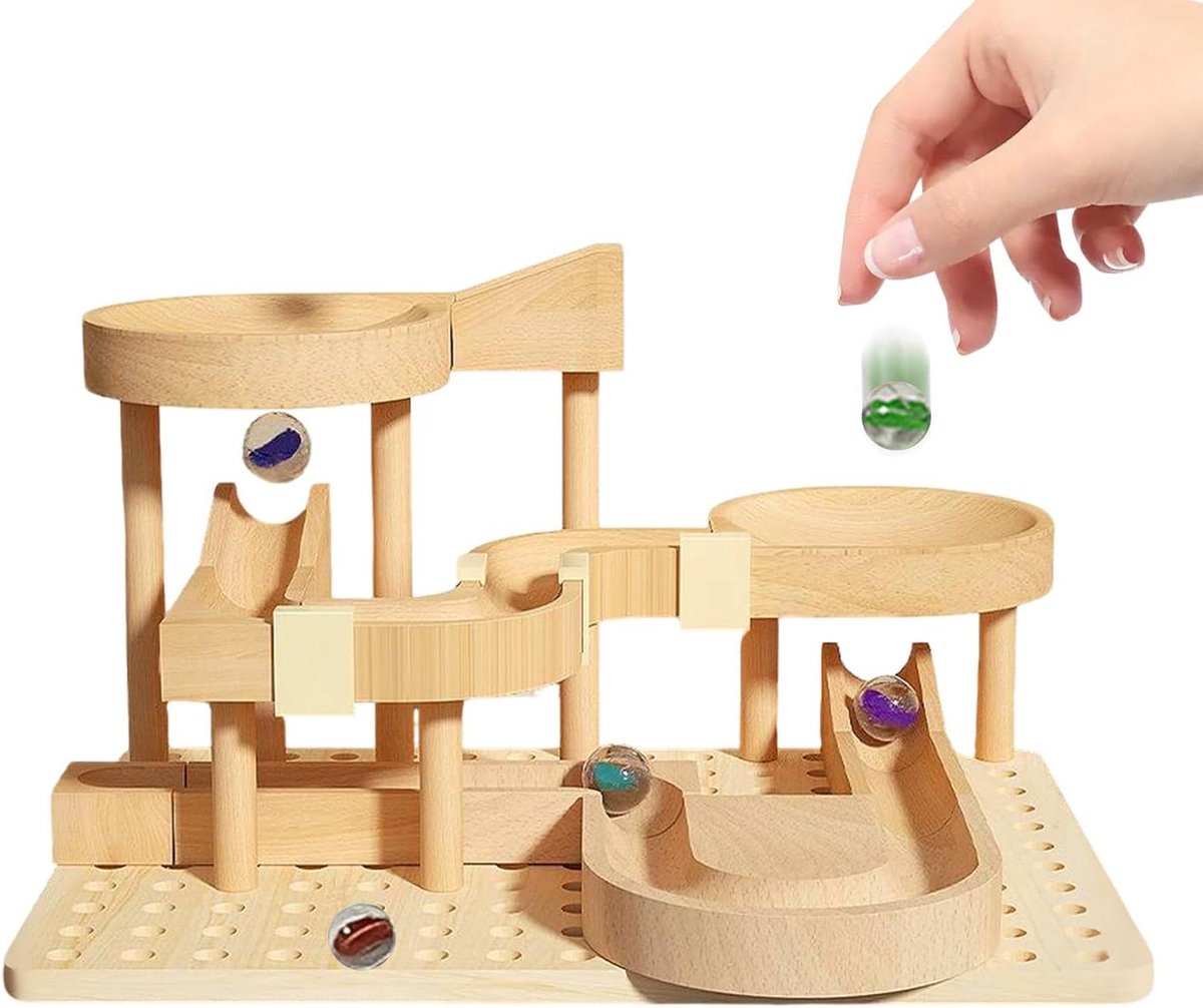 Houten Knikkerbaan - Educatieve Racebaan - Creatief Bouwen - Splintervrije Materialen - 30 x 30 x 10 cm - Niet gespecificeerd