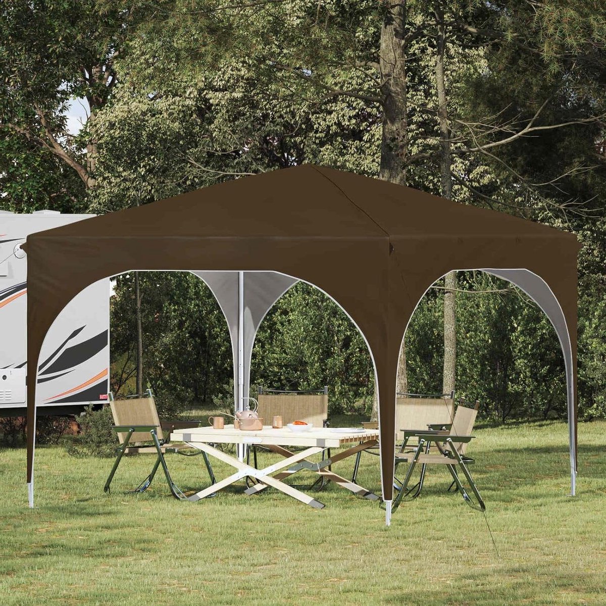 Pop-up Partytent - Paviljoen Tuinset - Feest Buiten - Waterdicht Winterbestendig - 290 x 290 x 245 cm - Taupe