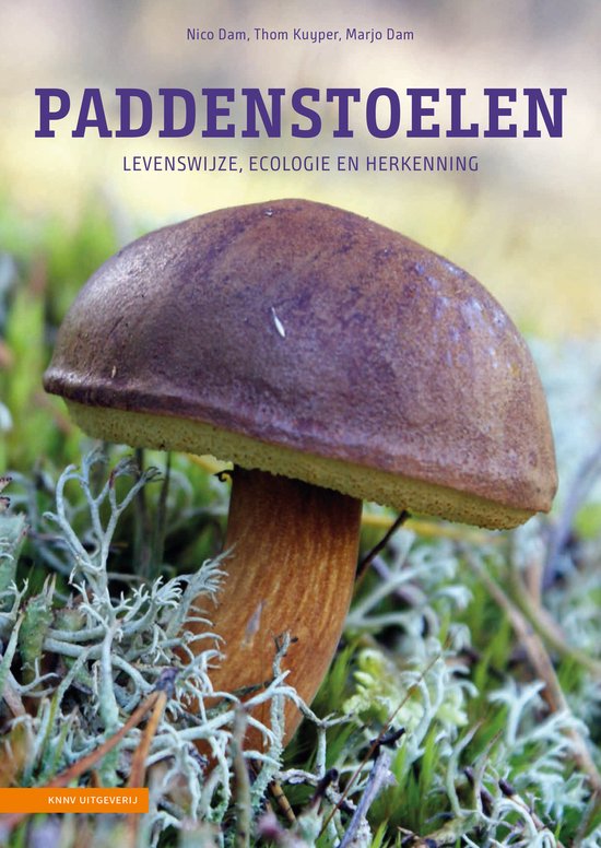 Boekomslag met bruine paddenstoel in mos en schors.