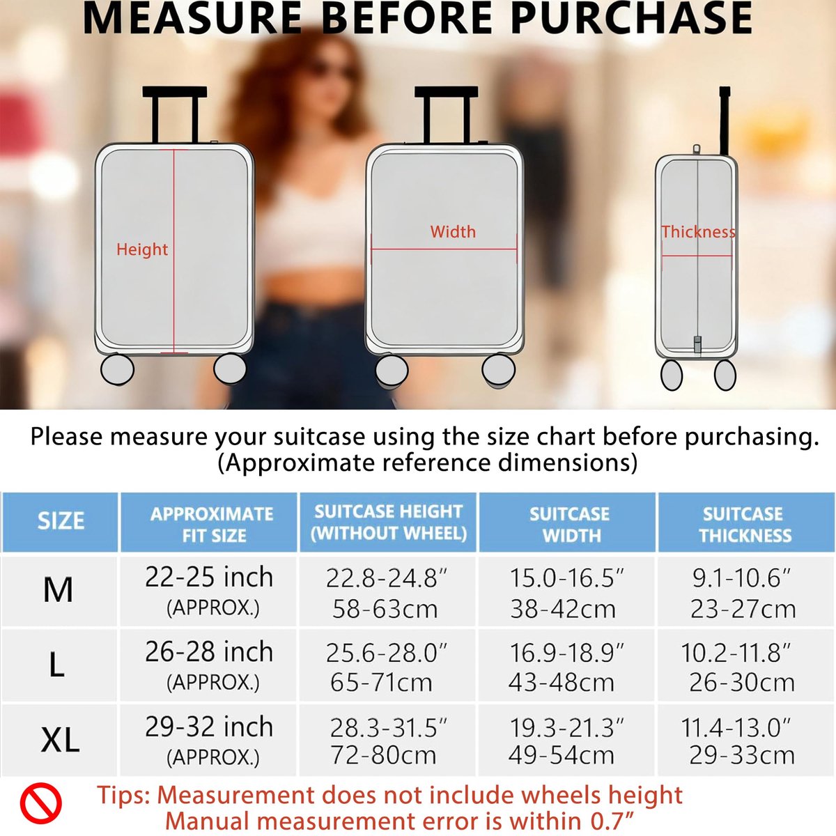 SnelShoppen - Reisbagagehoes Kofferbeschermer wasbare Bagagehoezen TSA Goedgekeurd voor Koffers van 66-65 cm Multi Kleur Geschikt voor Reizen, Vakanti