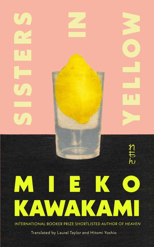 Boek met de titel "Sisters in Yellow" met een citroen in een glas op de voorkant.