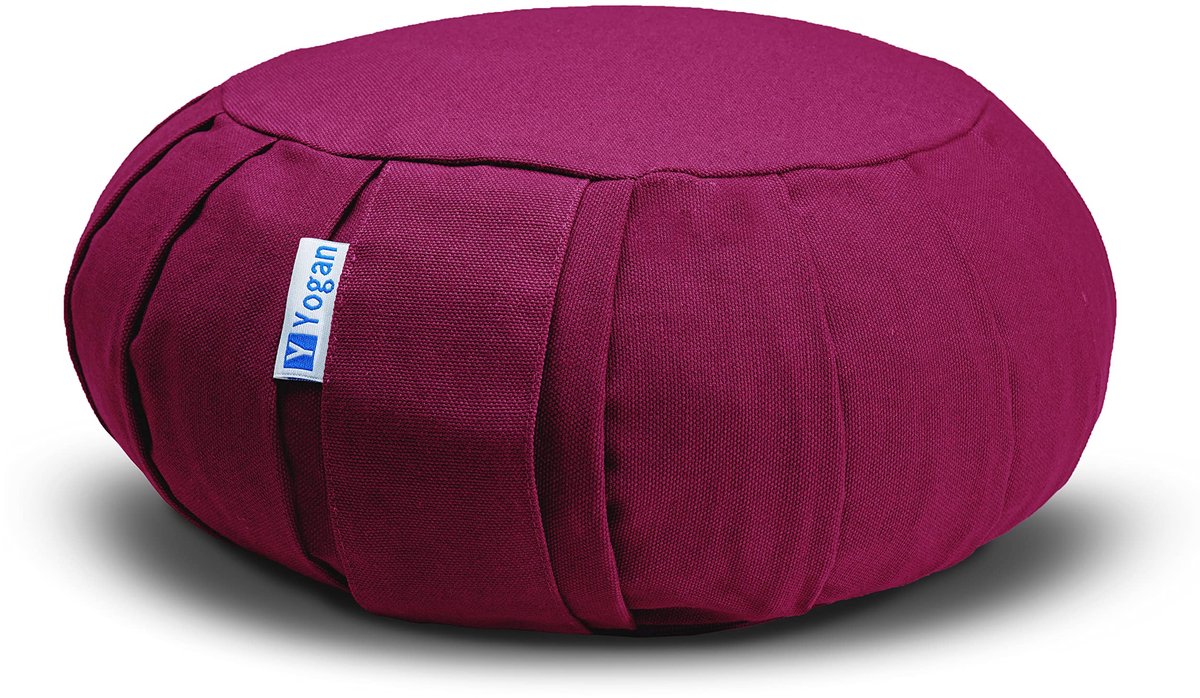 SnelShoppen - Yogan Classic Yoga Kussen Boekweit Rompen Biologisch Katoen Afneembare Wasbare Hoes Bourgondië - Perfect voor Meditatie en Yoga