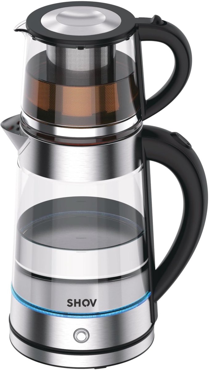 SnelShoppen - Elektrische Glazen Theewaterkoker 1,7L met Strix-controller, Droogloopbeveiliging, Warmhoudfunctie en Automatische Uitschakeling - Perfe