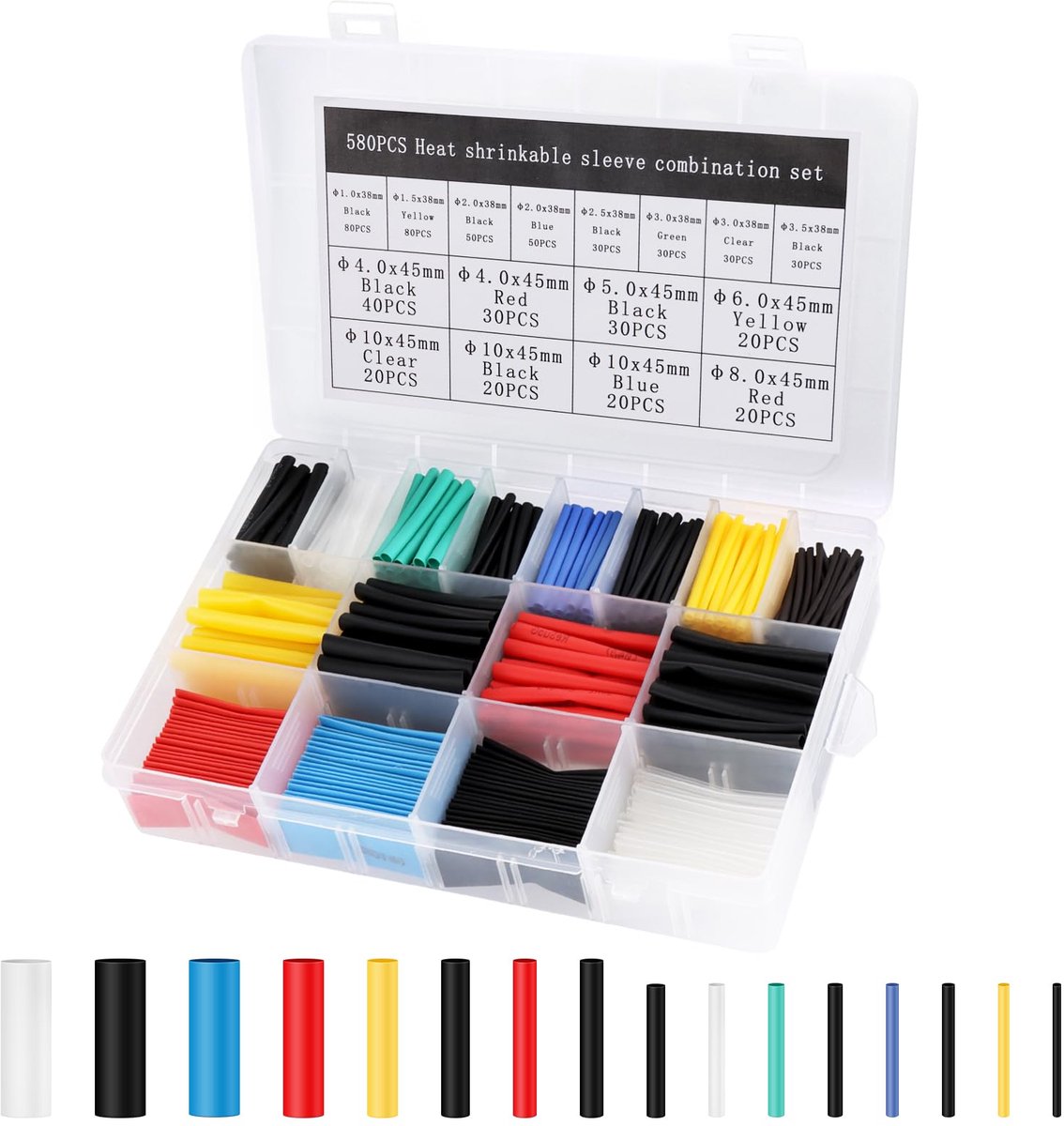 Dailygoods - 580 Stuks Warmtekrimpkous Set - Elektrische Isolatie met Doos