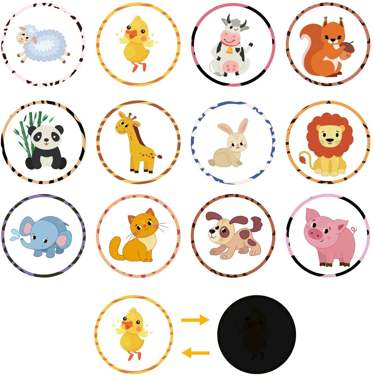 Dailygoods - 24 Stuks Plasstickers voor Potty Training - Dierenpatroon