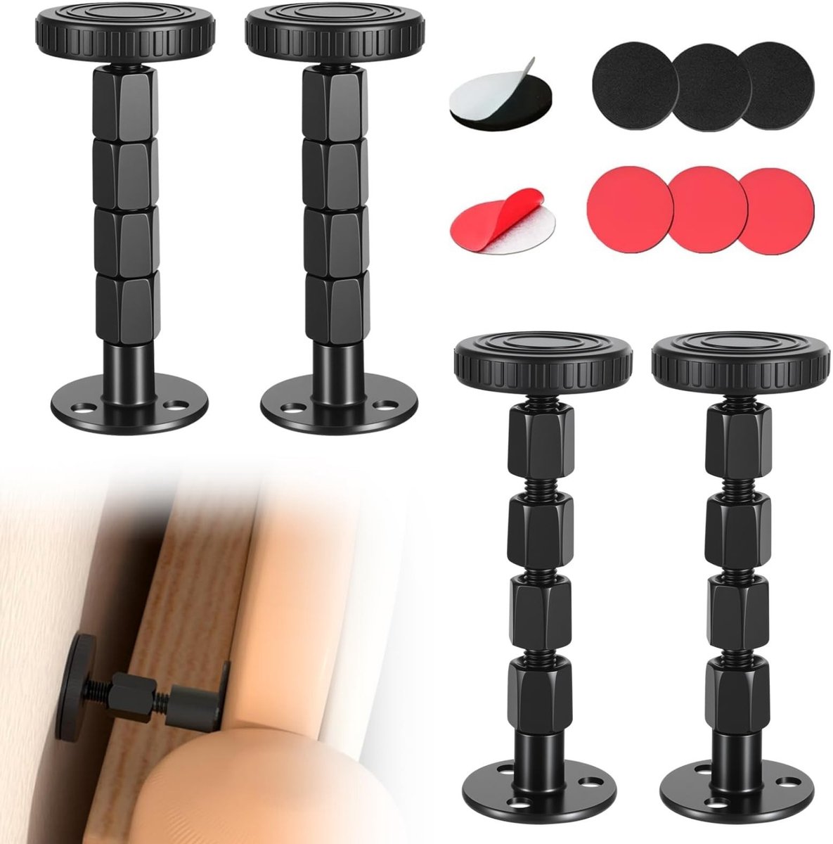 Dailygoods- Wandstabilisator - 4 Stuks - Verstelbaar Design - Anti-Wiebel Gereedschap - Hoofdeinde Stopper - Geluidsreductie - EVA Kussen - Meubelstabilisator