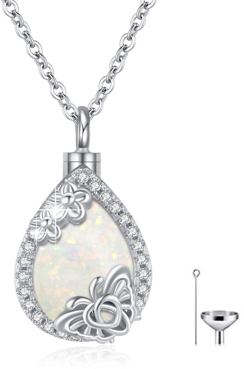 Dailygoods - Urn Ketting voor Ashes - 925 Sterling Zilver met Opal