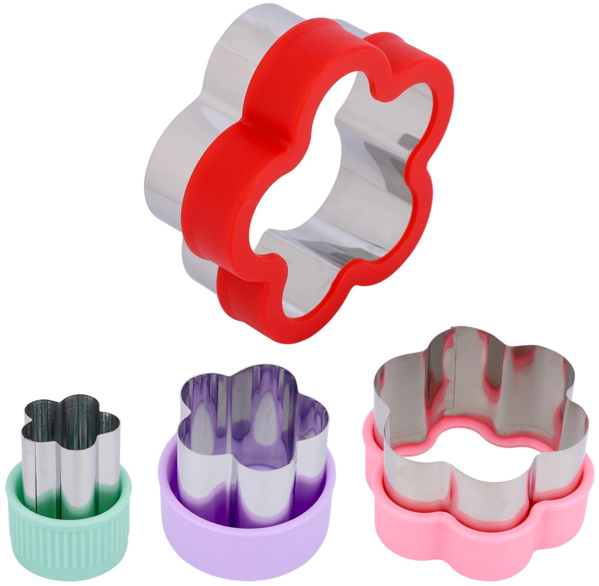 Dailygoods - 4 Stuks Bloem Koekjesvormpjes - Roestvrij Staal Bakvormen voor Gebak