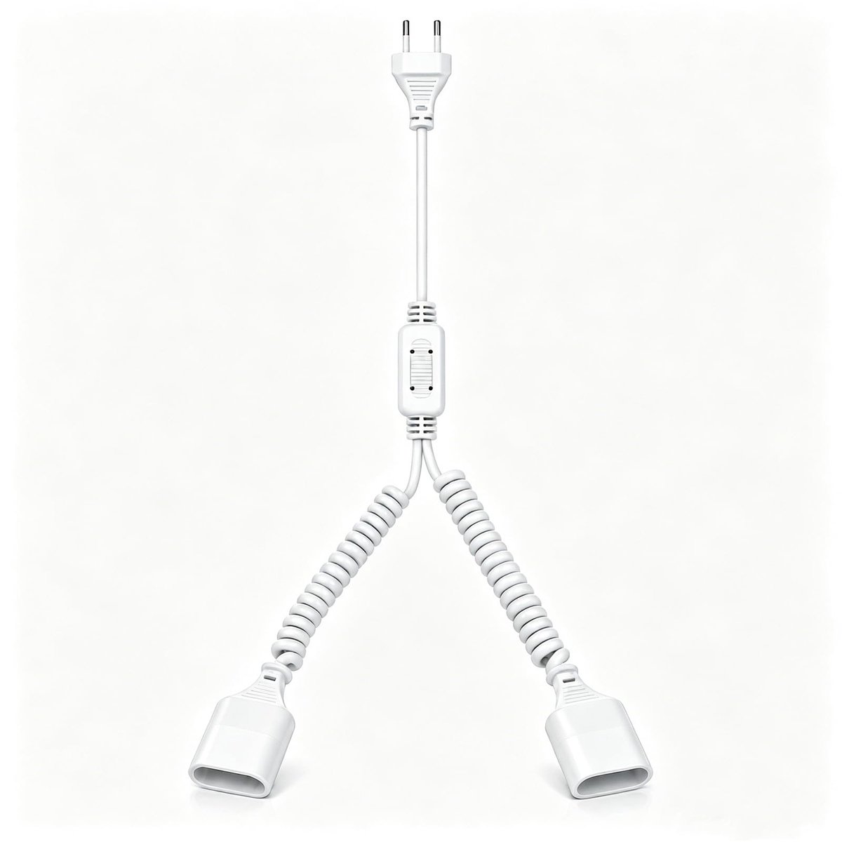 Dailygoods - 2-in-1 Verlengkabel Plat - 2 m, Wit