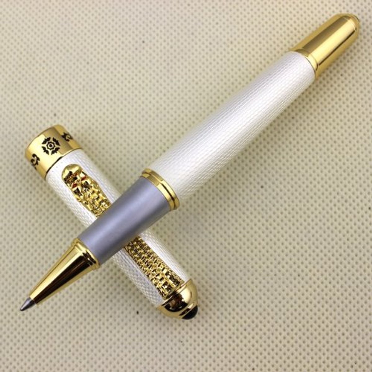 Dailygoods - 1000 Executive Vulpen Wit & Gouden met Dragon Clip