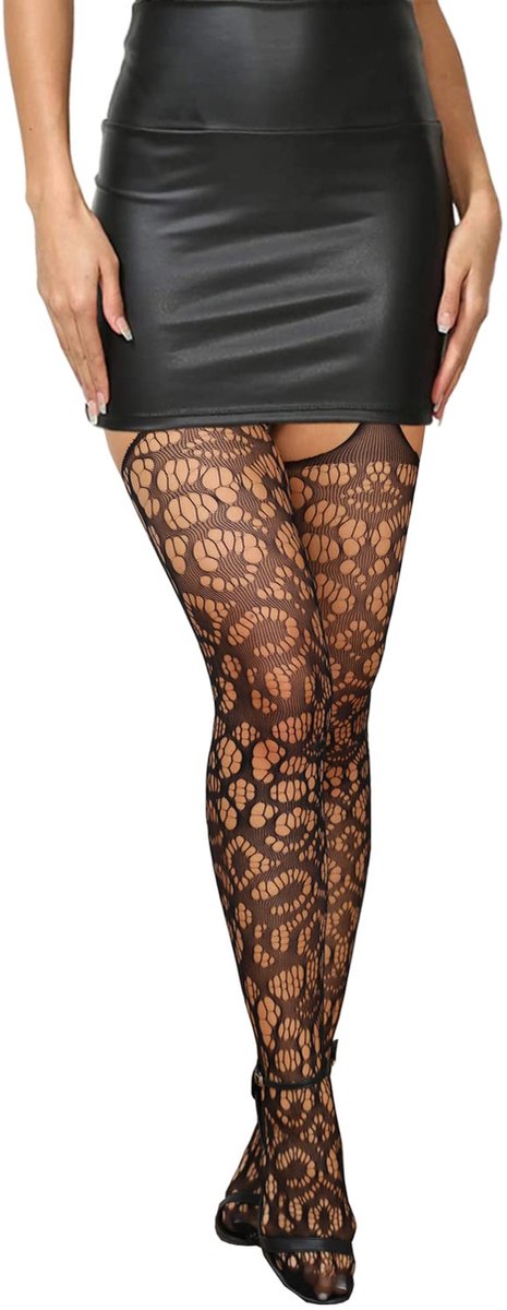 Dailygoods - Vrouwen Visnet Suspender Panty - Hoge Taille Garter Stockings met Garter