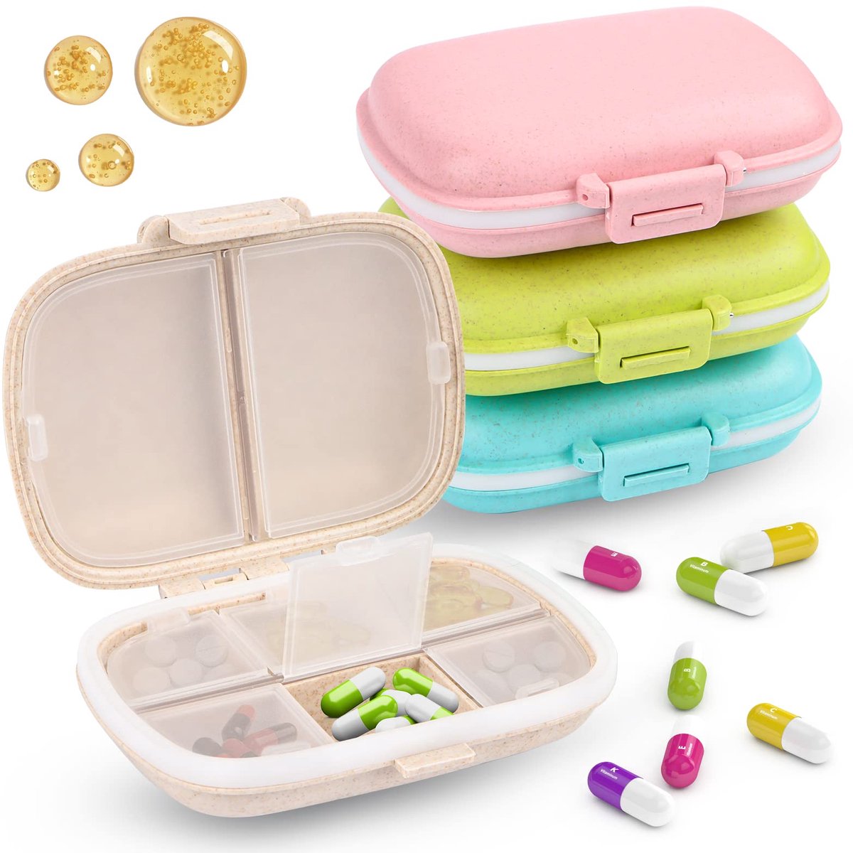 Dailygoods - Pillen-Organizer Set - 4 Stuks Met 6 Vakken Voor Dagelijkse Geneeskunde