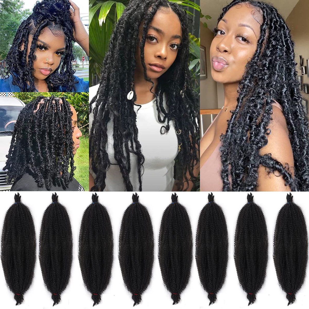 Dailygoods - Pre-Separated Springy Afro Twist Haar - 24 Inch - 8 Pack