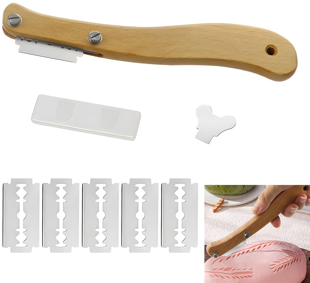 Dailygoods - Bakkersmes Set met 5 Messen voor Professioneel Broodsnijden - Deegscheermes Inclusief
