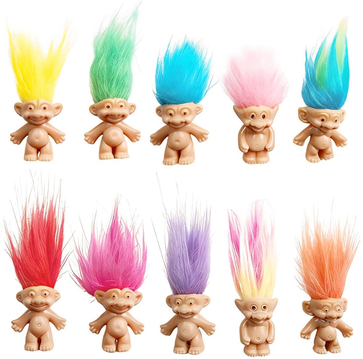 Dailygoods- Trolpoppen 10 stuks - Mini-actiefiguren - Gelukspop - Kunstnijverheid - Creatief speelgoed - 3 cm hoog