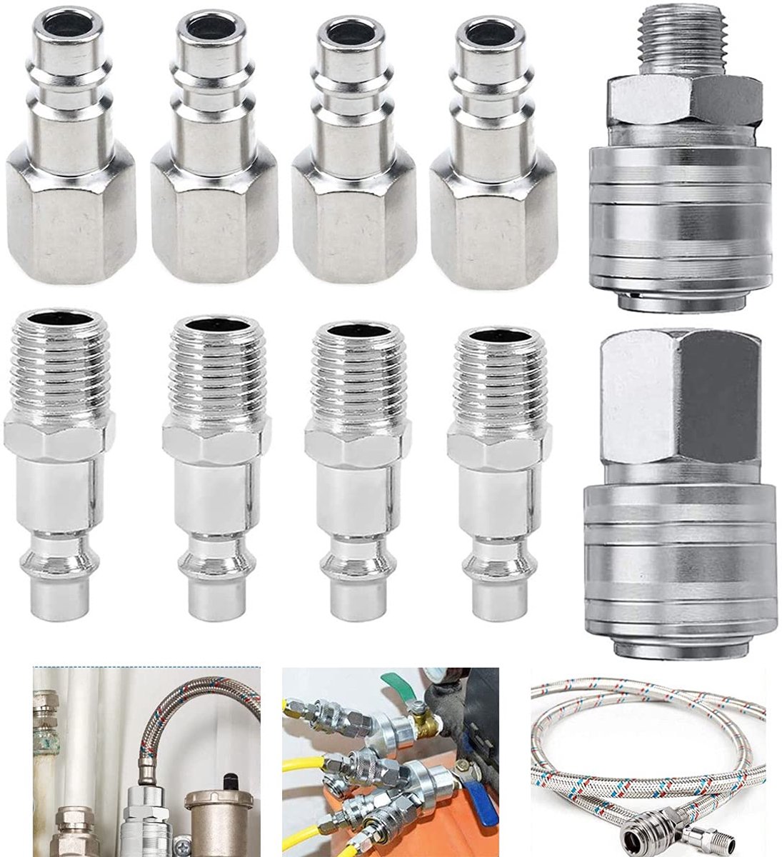 Dailygoods - 10 Pcs 1/4 Inch Quick Coupling - Snelle Koppelingen voor Perslucht en Compressoren