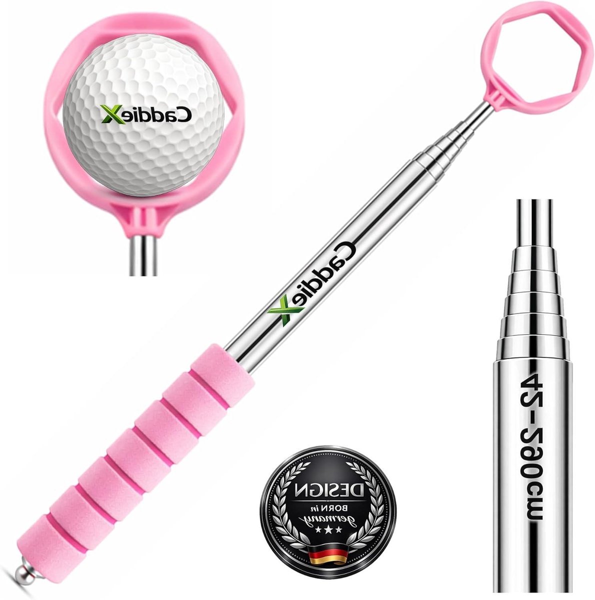 Golfbal Retriever - Golfhengel Telescoop - Golfballen Vissen - 9-voudig Uittrekbaar - 2.90 Meter - Roze