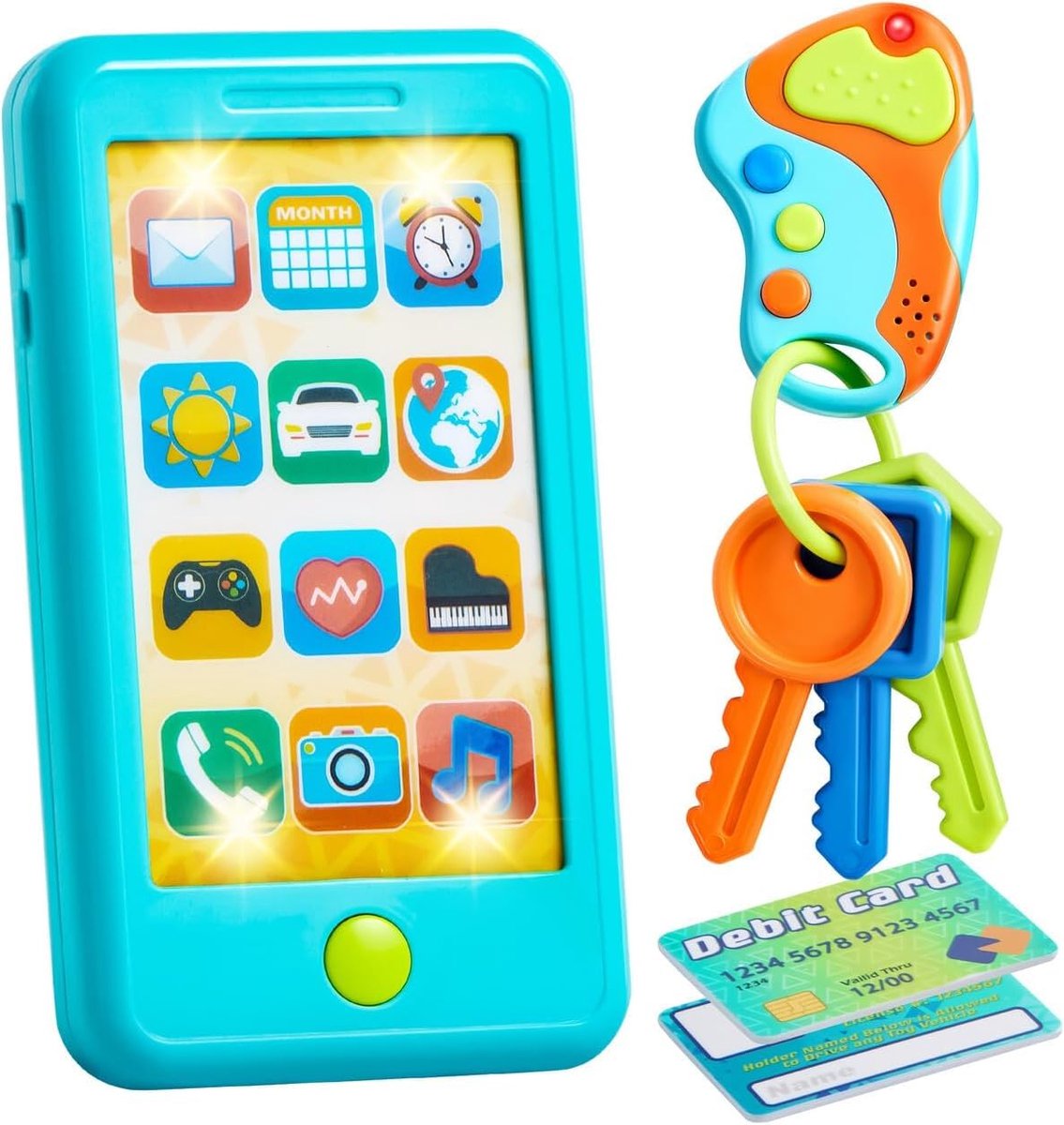 Dailygoods - Speelgoedtelefoon voor Kinderen - Mobiele Telefoon Set met Sleutels