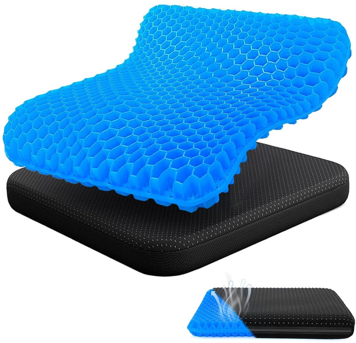 Dailygoods - Gelkussen voor Stoel - Zacht en Comfortabel Kussen voor Auto en Thuis