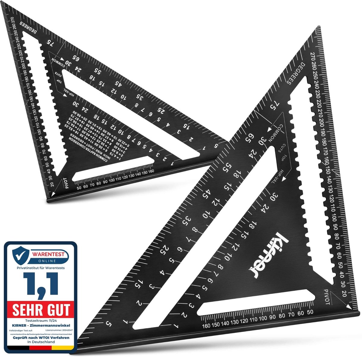 Dailygoods- Timmermanshoek 30 cm - Digitale Hoekmeter - Kamerhoek/Metselhoek - Speed Vierkant - Hoogwaardig Aluminium - Meethoek met Geleiderail