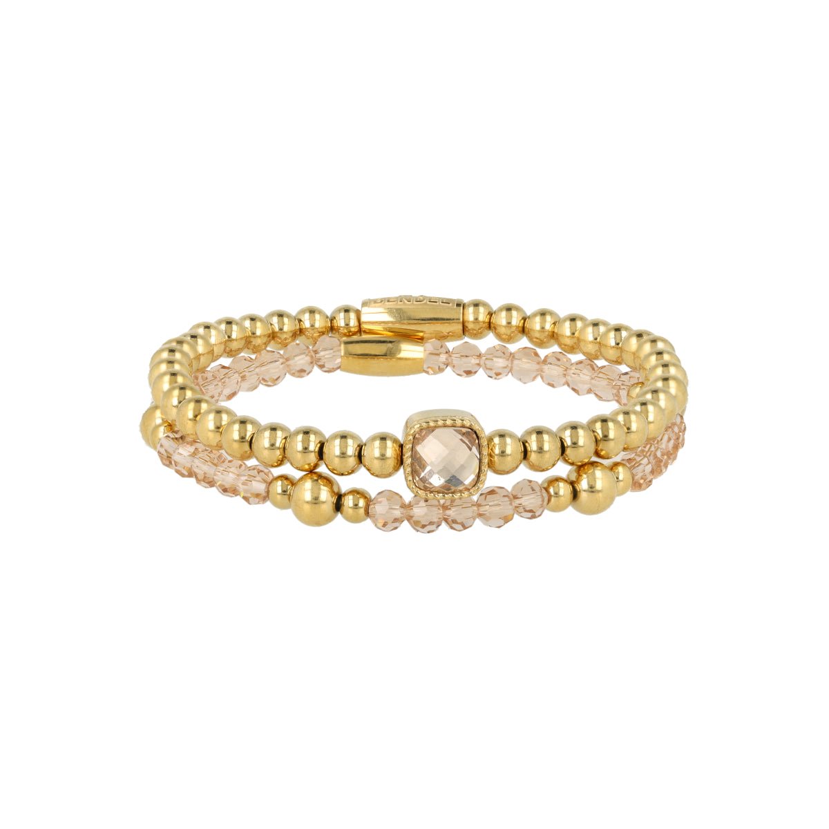 My Bendel - Armbanden Set met Smoky Topaz Glassteen - met Luxe Cadeauverpakking | Sieraden Voor Dames