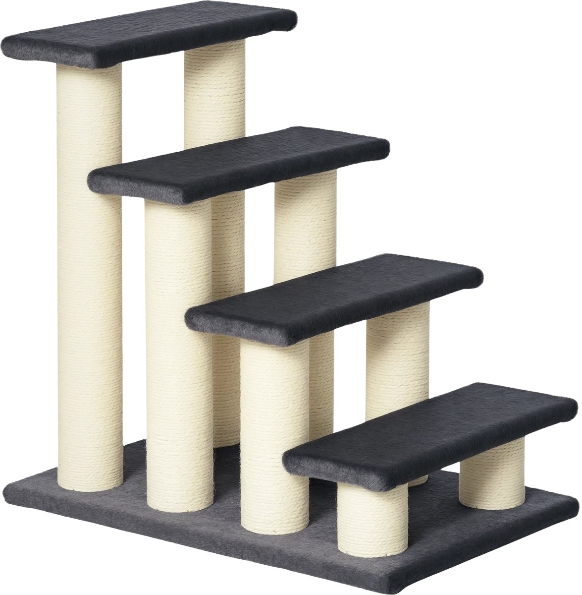 4-Traps Hondentrap 59 cm – Huisdieren Trap/Ramp voor Katten & Honden – Grijs