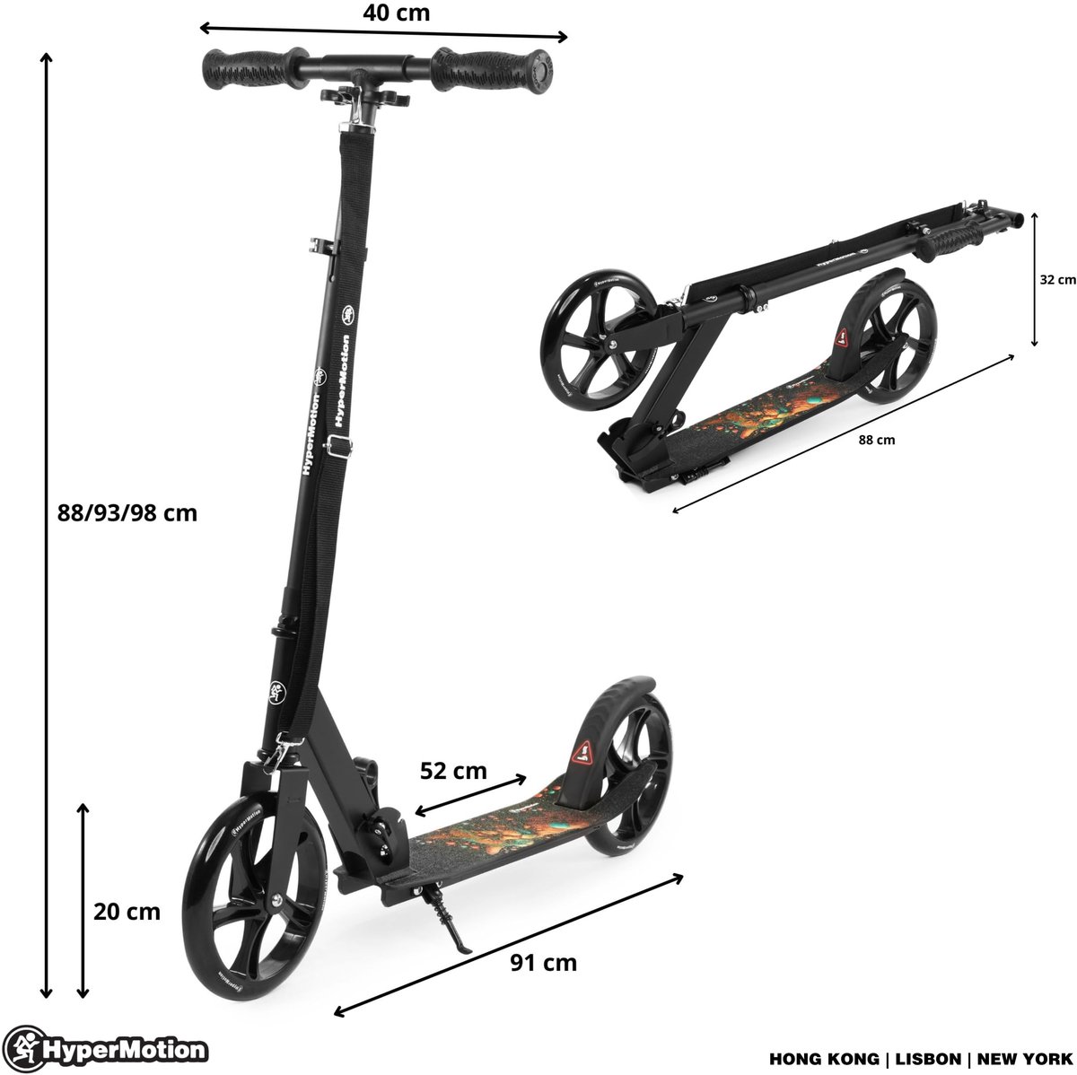 SnelShoppen - HyperMotion Vibe Tweewieler Step voor Kinderen & Jongeren - Opvouwbaar, Verstelbare Stuurhoogte, Aluminium, 200 mm Wielen, Max. 100 kg,