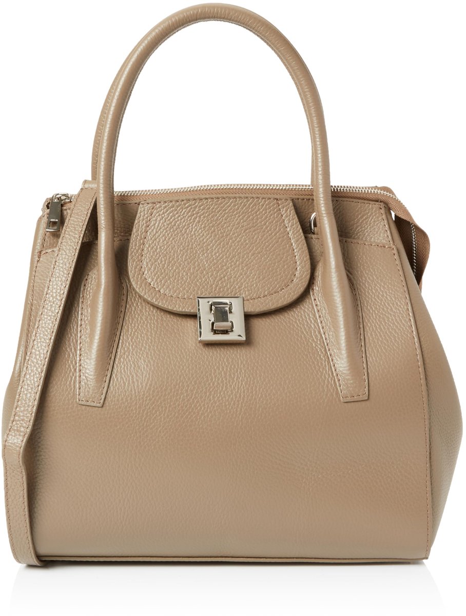 SnelShoppen - Luxe Dames Hengseltas van Leer Shopper, Taupe, Eén Maat - Elegante Handtas met Afneembare Schouderriem voor Casual en Feestelijke Gelege