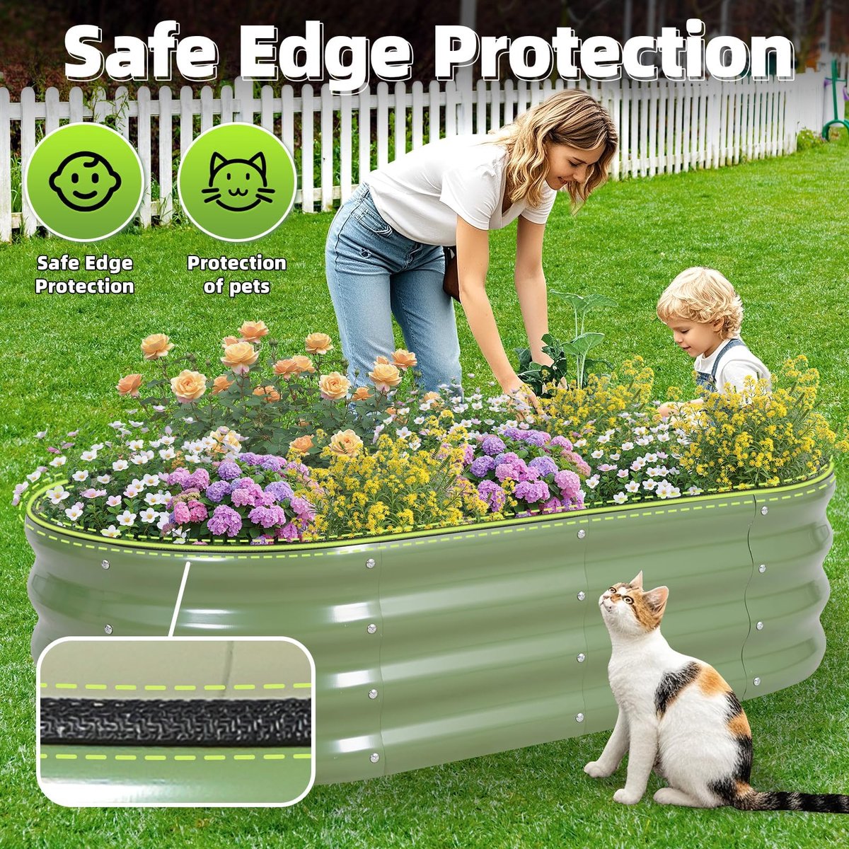 SnelShoppen - Gegalvaniseerde Metalen Verhoogde Tuinbedkit 120 x 60 x 30 cm - Plantenbak voor Buiten met Veiligheidsranden en Handschoenen voor Groent