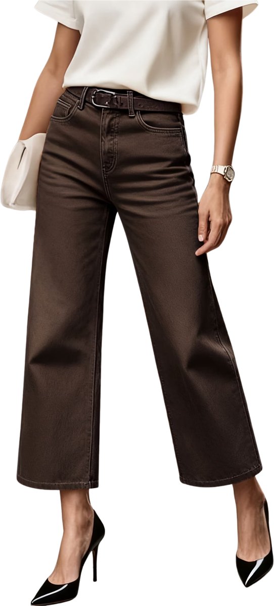 Currero Pantalon Dames Chino Golfbroek Nette Broek Met Elastische Tailleband Volwassenen Bruin