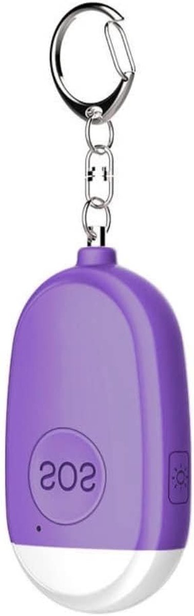 Persoonlijk Alarm - Veiligheid Sleutelhanger - Noodsituatie Hulp - 130 Decibel Geluid - 73x41x21mm - Paars