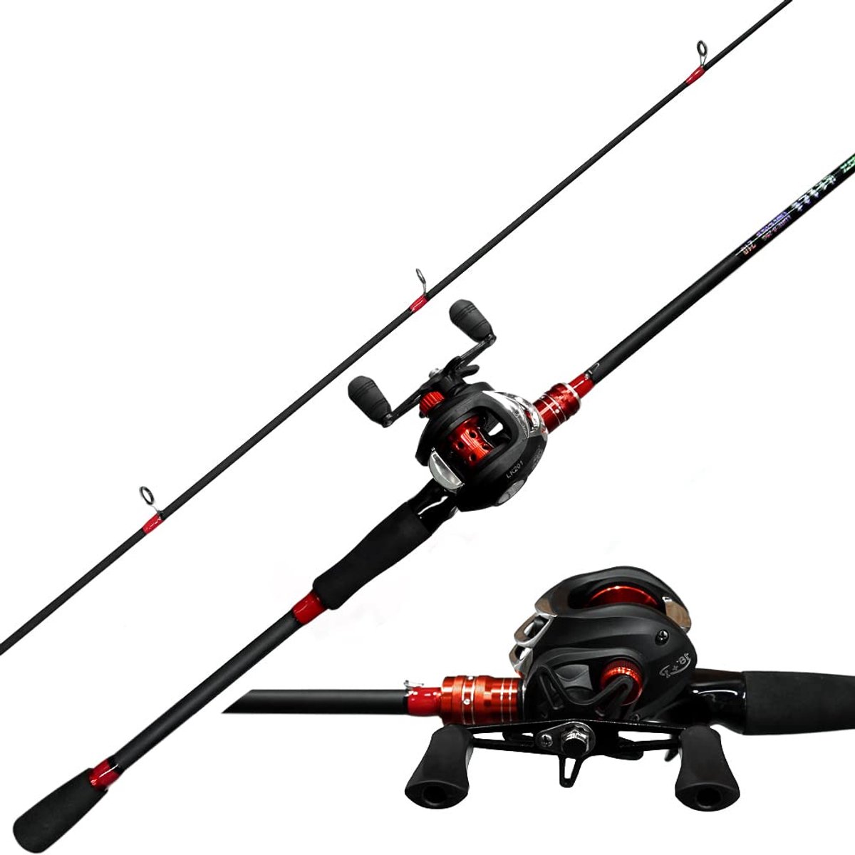 SnelShoppen - Kilitn Hengel en Haspel Combo - Baitcasting Combinatie 1,8-2,2 meter 2-delig - Duurzaam Glasvezel en Koolstofvezel - Comfortabele EVA Ha