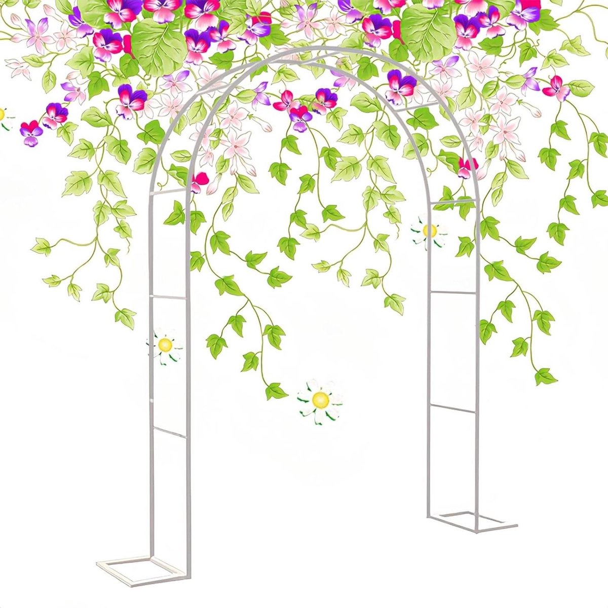 Metalen Tuinboog - Rozenboog Prieel - Tuin Decoratie - Verwijderbare Installatiebasis - 80 x 200 cm - Wit