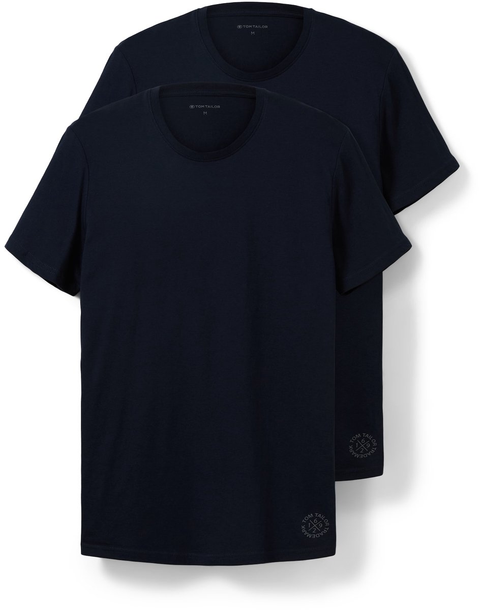Tom Tailor - Basic T-shirt in een set van 2 - Maat XL - Dark Blue
