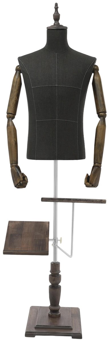 Linkforu – Etalagepop - Paspop - Mannequin Torso - Verstelbaar 135-180 cm – Zwart-Donkerbruin - Torso 67x43 cm - Basis 40x30 cm