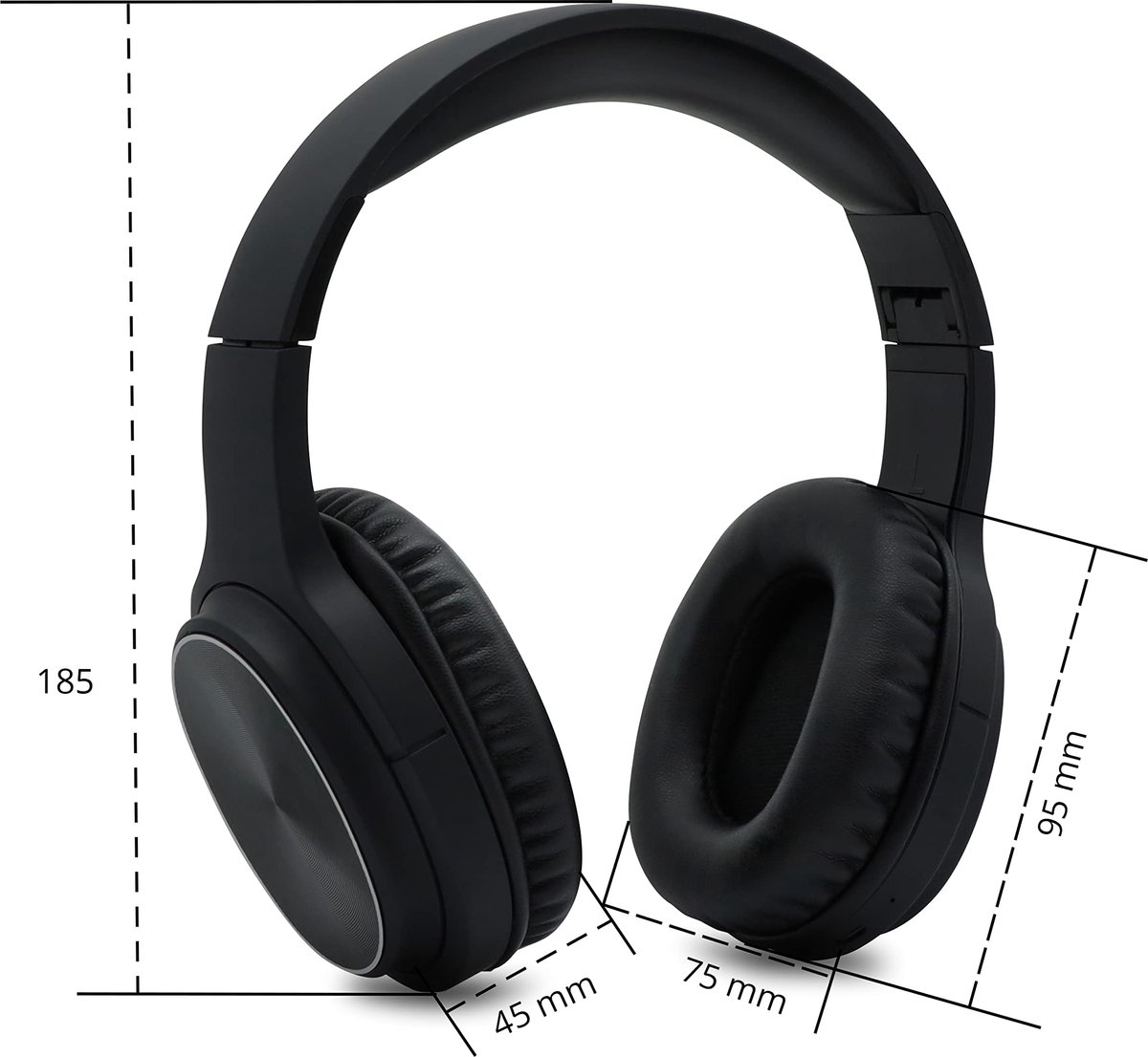 SnelShoppen - Bluetooth hoofdtelefoon met ANC ruisonderdrukking, draadloos, zwart, ideaal voor muziek, films en reizen
