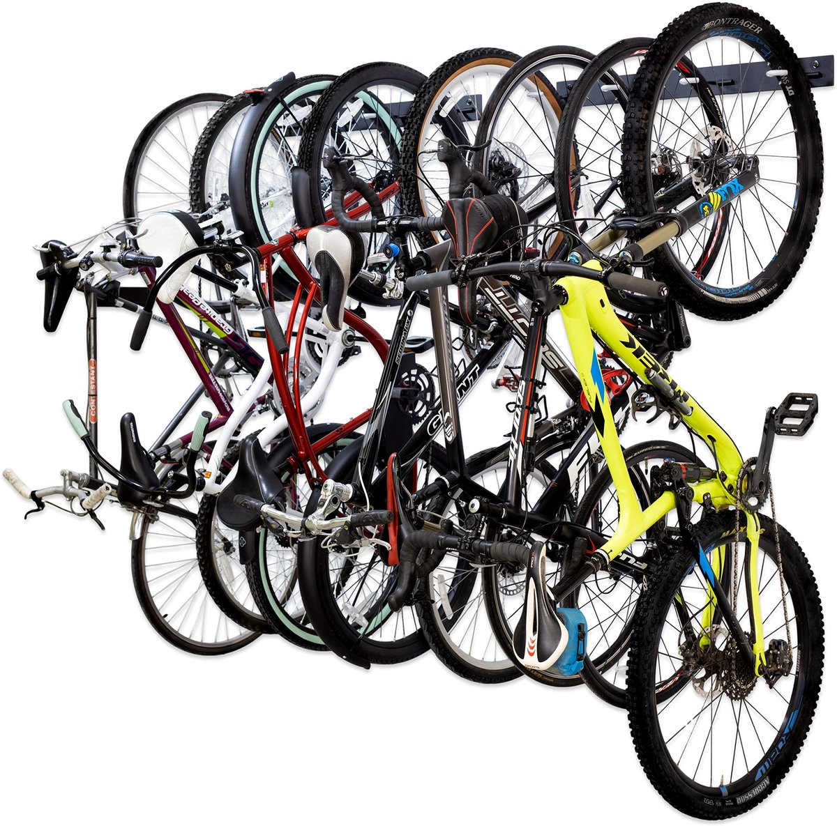 SnelShoppen - BLAT 8 Fietsenrek voor aan de muur, 2 stuks Zwaar Gepoederd Staal, Wandrek voor Mountainbikes en Racefietsen, Ideaal voor Garage en Tuin