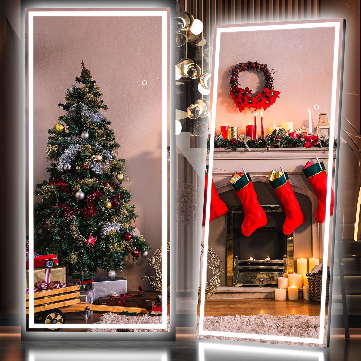 SnelShoppen - Hasipu Volledige Lengte Spiegel met Verlichting 200x80cm - Dimbare LED Staande Spiegel - 3 Kleuren Verlichting - Gehard Glas - Veilig &