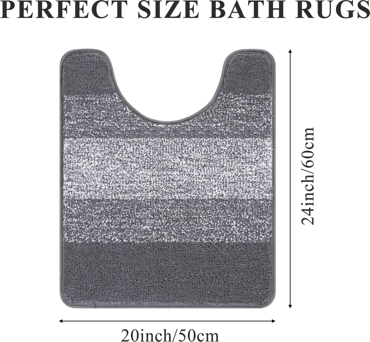 SnelShoppen - U-vormige wc-toiletmat 50x60 cm - Ultrazachte Antislip Sokkelmat - Absorberend en Wasbaar - Badkamertoilettapijt in Grijs - Perfect voor