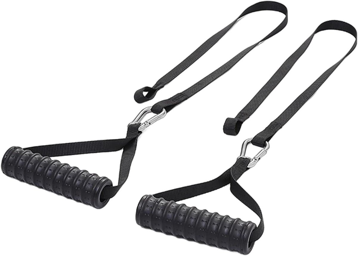 Triceps Touw - Kabeltraining Touw - Kracht Training - Ergonomische Handgrepen - 22 centimeter - Zwart