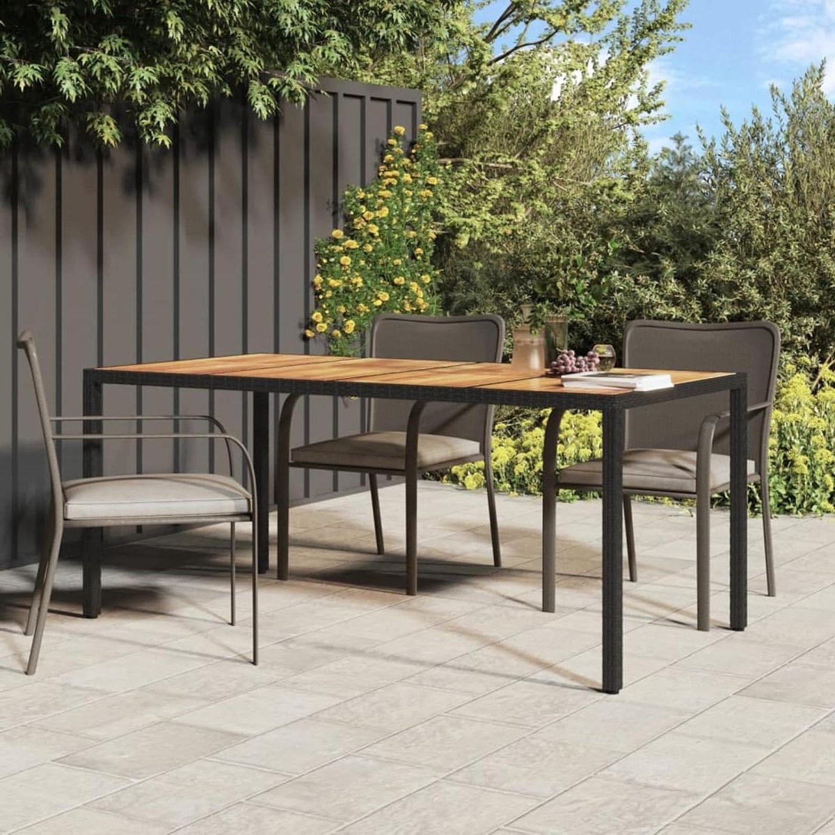 Tuin Eettafel - Buiten Tafel - Buiten Eten - Massief Hout - 190x90x75cm - Zwart