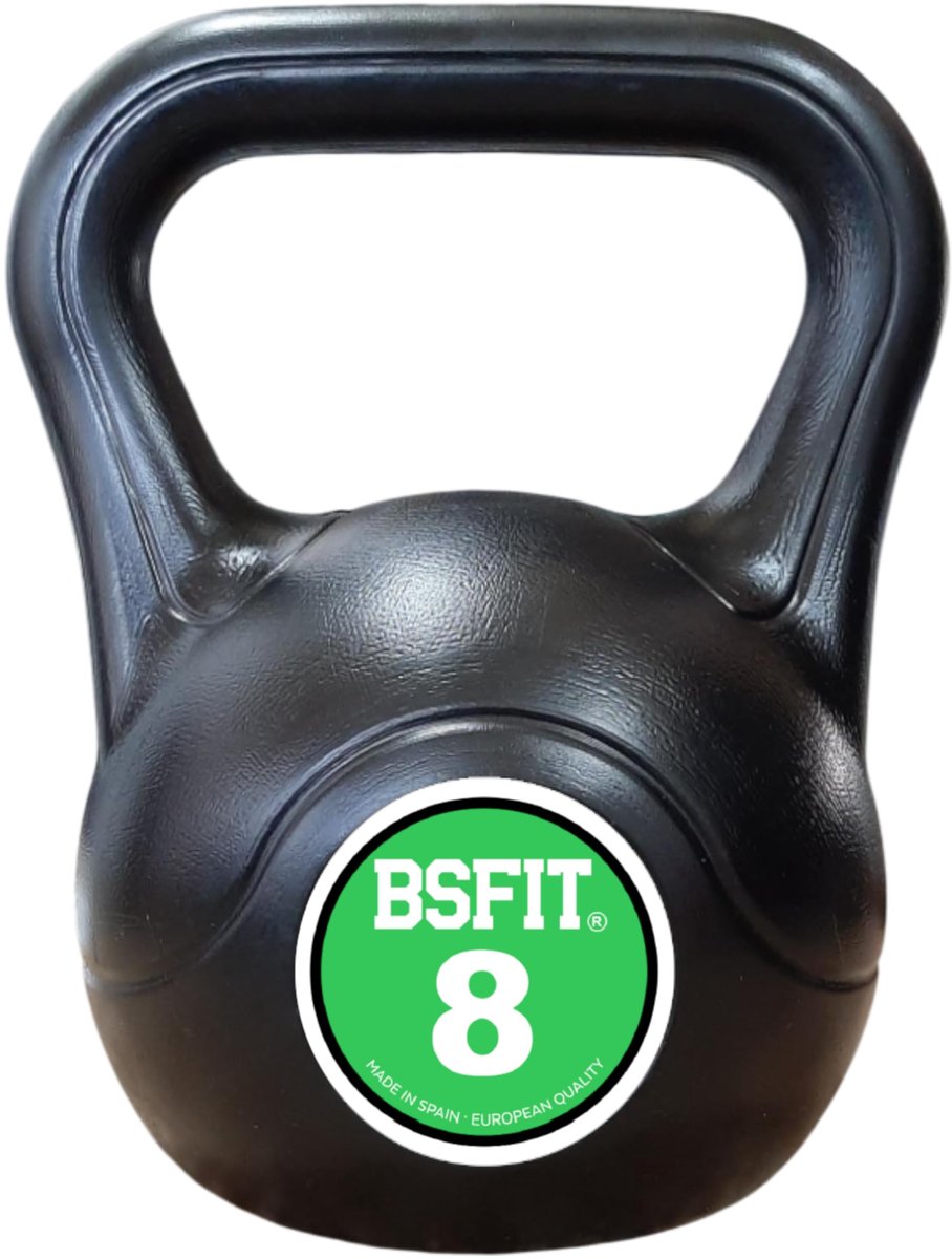 SnelShoppen - Kettlebell van Beton 8 kg met Ergonomische Handgreep voor Spiertraining Thuis en in de Sportschool, Dumbbell voor Krachttraining en Fitn