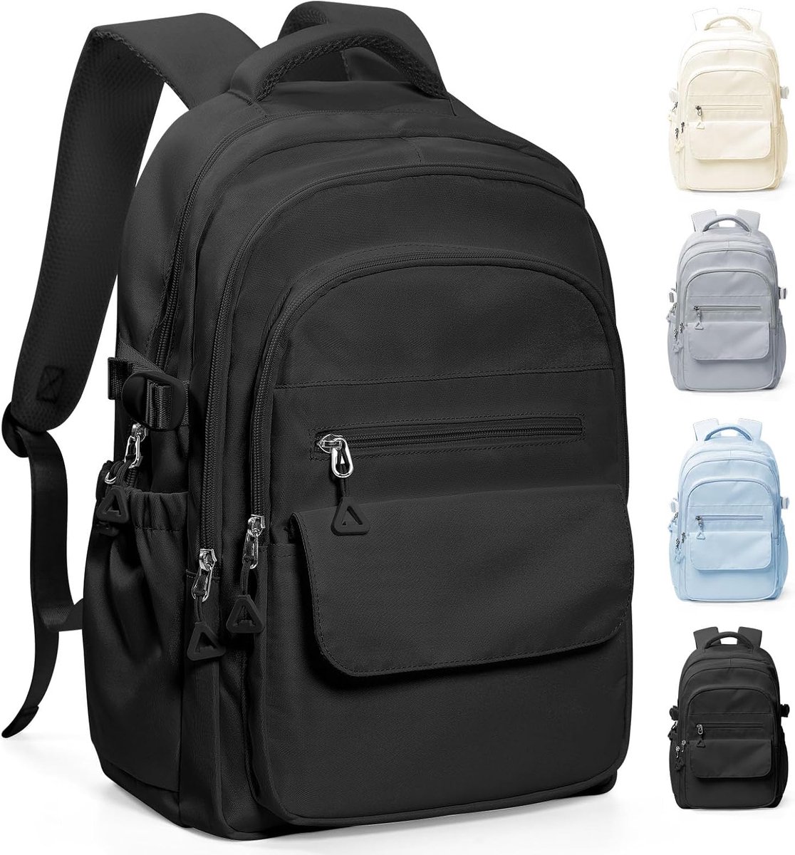 Rugzak - Schoolrugzak voor Tieners en Volwassenen - 15,6 inch Laptoprugzak - 7 Vakken - Waterbestendig - Zwart