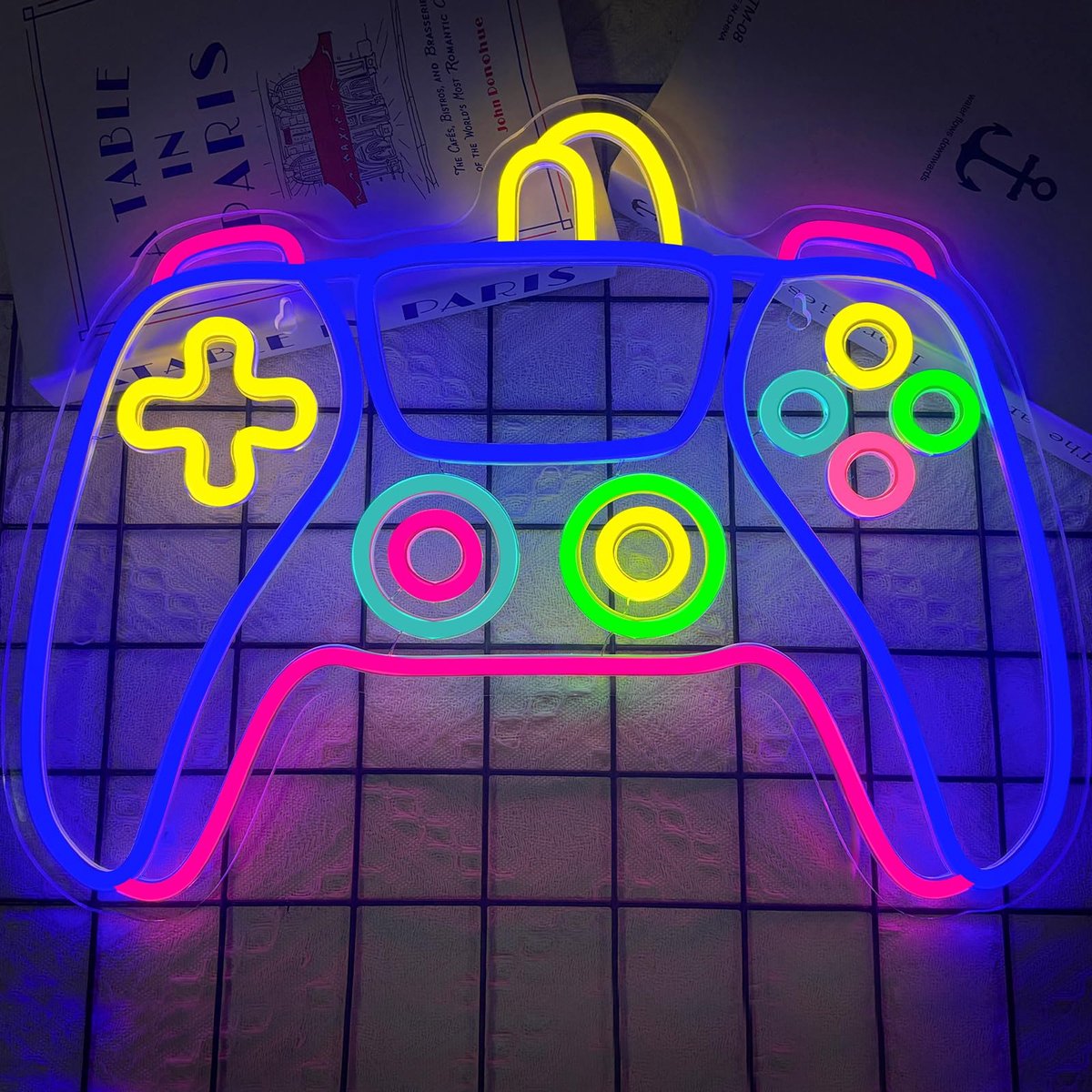 SnelShoppen - Gaming Neon Sign LED Gamepad Licht Borden - Dimbare USB Aangedreven Neonverlichting voor Slaapkamer, Game Zone, Man Cave, Club Decor - A