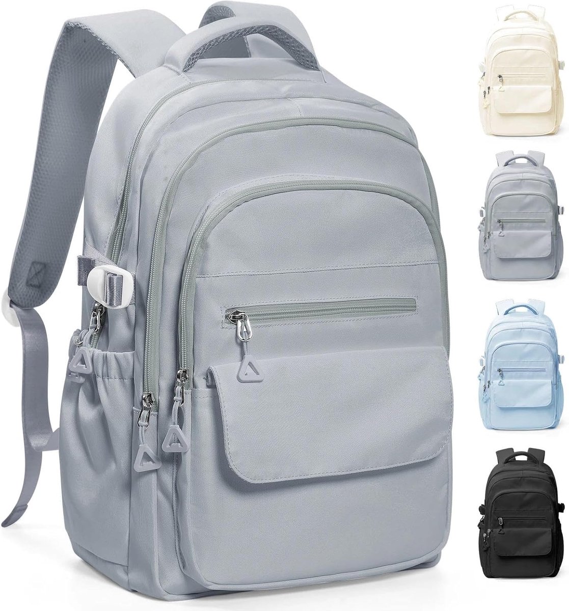 Rugzak - Schoolrugzak voor Tieners en Volwassenen - 15,6 inch Laptoprugzak - 7 Vakken - Waterbestendig - Grijs