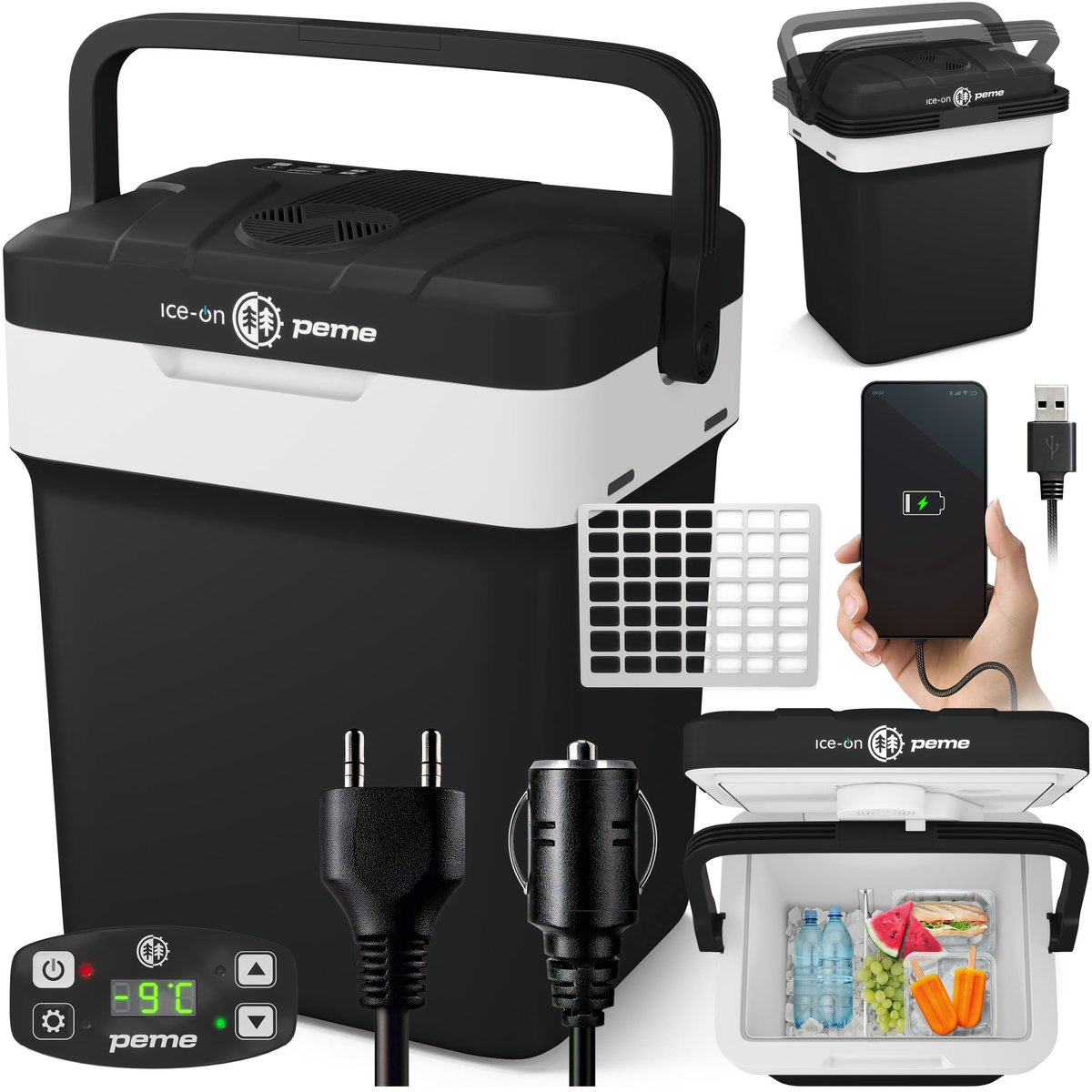 SnelShoppen - Elektrische Koelbox 25,7L - Mobiele Koelcontainer met Verwarmingsfunctie - Ideaal voor Camping, Picknick, Reizen - ECO-modus AC/DC Dual