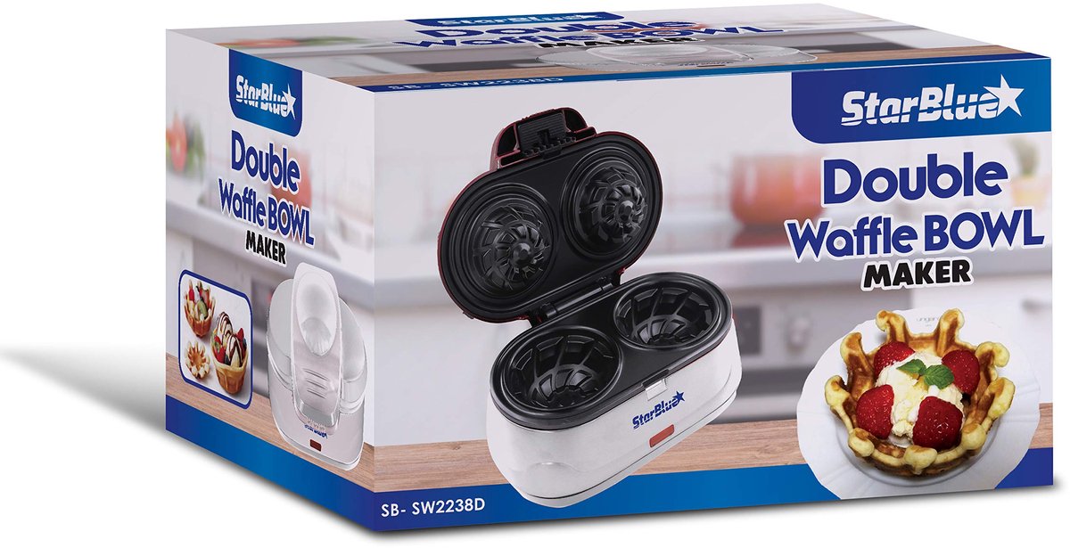 SnelShoppen - Dubbele Wafelschaalmaker - Belgische Wafels Maker - Wit - 1200W - Ideaal voor IJs en Fruit - Perfect voor Feesten en Gezelligheid - Euro